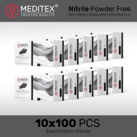 MEDITEX&reg; BLACK EXAM NITRILE GLOVES DISPOABLE TATOO POWDER-FREE 4MIL 1000 PCS