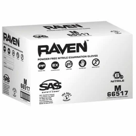SAS RAVEN BLACK 7 MIL Powder Latex Free Disposable Nitrile Gloves 10 BOXES CASE