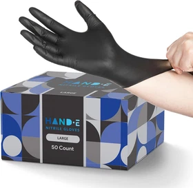 Gloves Large Black Disposable Nitrile Powder Latex Free Glove 50 Ct Tattoo Dye