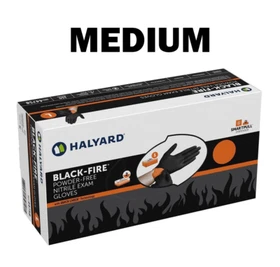 HALYARD Black-FIRE Nitrile Exam Reversible Dual Color Gloves S / M / L - 150CT