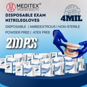 MEDITEX&reg; Exam Nitrile Disposable Gloves Blue Powder-Free 4mil 2000 PCS