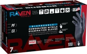 Raven Patriot PF Exam Grade NITRILE GLOVES 10 boxes of 100 - ALL SIZES AVAILABLE