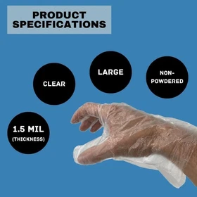 Disposable HDPE Food Service Gloves, Powder Free, 1.5 Mil, Choose: Size | Pack