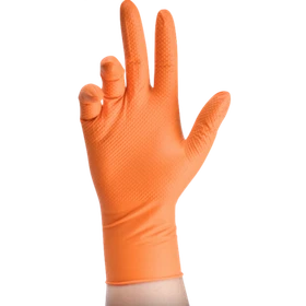 Black/Orange Nitrile Disposable Gloves 6 Mil Raised Diamond Texture | Fast Ship