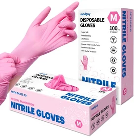Disposable Nitrile Gloves 4.5 mil Powder-Free Food-Safe Clean Exam Glove, Rose
