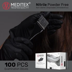 MEDITEX&reg; Black Exam Nitrile Gloves Tattoo Gloves Powder-Free 4mil 100 Pcs S-XL