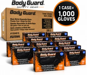 Body Glove Black Industrial Disposable Nitrile Gloves 6 Mil Latex & Powder Free