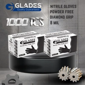 GLADES&trade; Black Heavy-Duty Nitrile Gloves Industrial Work 8mil 50/100/500/1000PCS