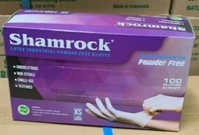 Shamrock Latex Hand Gloves 100ct/box XS, S, M, L 60600 