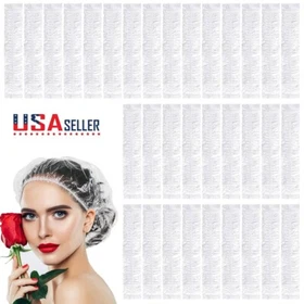 300Pcs Disposable Shower Caps Clear Plastic Hair Cap Bath Hat Hotel Travel Salon