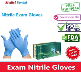 Dental Emerald Nitrile Exam Gloves Blue, FDA Approved, 3ml Thick, 200-1000/Bx US