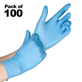 VOS Disposable Latex & Powder Free Nitrile Rubber Gloves - Pack of 100