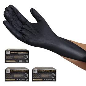 8Mil Black Disposable Nitrile Gloves 3-Pack Diamond Grip Heavy Duty Latex Free