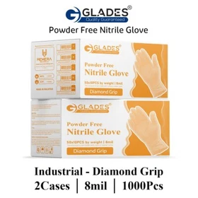 GLADES&trade; 8mil Heavy Duty Disposable Orange Nitrile Gloves M-XXL 50/100/500/1000CT