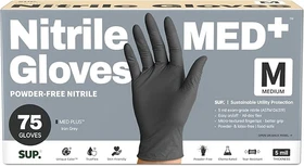 Disposable Nitrile Gloves 5 Mil Black Powder-Free Medical Food Safe Exam Gloves