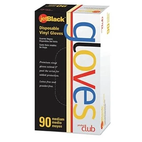 Product Club Jet Black Disposable Vinyl Gloves 90Pack, Multiple Sizes Available!