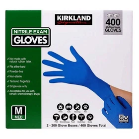 Kirkland Signature Nitrile Exam Powder Free Exam Blue Gloves 400 Ct -Choose Size
