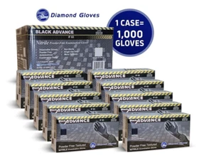 6 Mil Black Nitrile Exam Gloves IF63 Powder Free Disposable Gloves 1000 Count