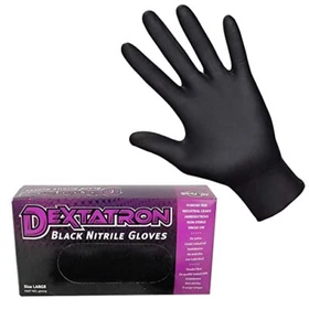 Dextatron 6 Mil Disposable Powder Free Black Nitrile Gloves Case (1000 Gloves)
