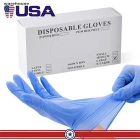100&nbsp;pcs Medical Disposable Grade Blue Nitrile Exam Latex Powder Free Gloves Lab