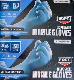 EQPT Disposable Nitrile Gloves, One Size Fits Most, Latex-Free Textured Fingers
