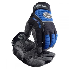 Caiman Synthetic Leather Padded Palm Grip Mechanics Gloves Black/Blue (1 pair) -