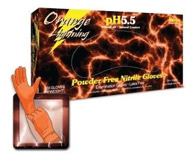 Atlantic Safety Products Orange Lightning Powder Free Nitrile Gloves (100 Pack)