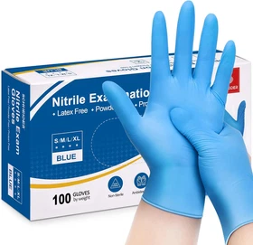 Nitrile Exam Gloves, Blue, 4 mil, Powder-Free, Latex-Free, for Medical Exam, Cle