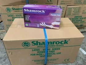 Shamrock Latex Hand Gloves CASE 1,000 pcs, 10 Boxes 100ct/box XS, S, M, L 60600 
