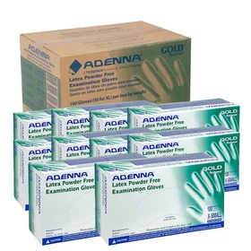 Adenna Gold 6 mil Powder-Free Latex Gloves, Medical Grade, White