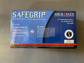 NOS box (50) Microflex SafeGrip Latex Exam Glove Extended Beaded Cuff - Thick