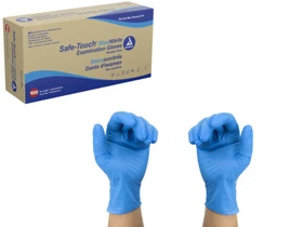 Dynarex Safe Touch Blue Nitrile Exam Gloves Powder Free - 1 box/100