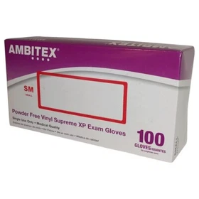 Ambitex Vinyl Exam Gloves - Cream Color - Small Size - 100 Gloves / Pack