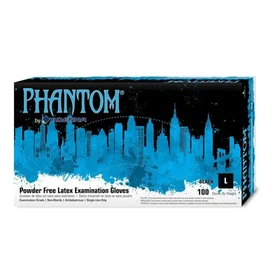 Adenna Phantom Latex Powder Free Exam Gloves Black 6 Mil, Choose Size