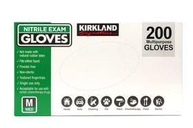 Kirkland Signature Nitrile Exam Powder-Free Exam Gloves-LARGE,MEDIUM-200 Count