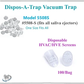 Dental Dispos-A-Trap Vacuum Trap #5500, #5503, #5512 Disposable Evacuation Traps