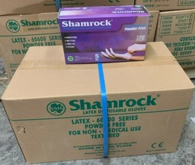 Shamrock Latex Hand Gloves CASE 1,000 pcs, 10 Boxes 100ct/box XS, S, M, L 60600 