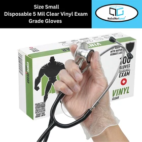 Vinyl Medical Exam Gloves 5 Mil Clear Powder Free Disposable Select Size Pieces