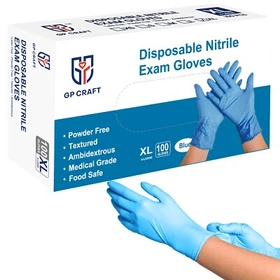 GP Craft Blue Nitrile Disposable Gloves Food Safe Latex-Free (100pcs) 1 Box