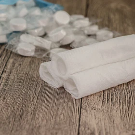 100- 500 Pcs Disposable Compressed Towel Tablet Cotton Wipes Gray container bag