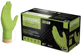 Gloveworks GWGN46100 Nitrile Gloves, Heavy-Duty, Green, Large, 100-Count Box