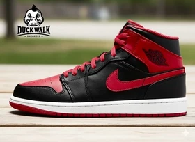 Nike Air Jordan 1 Mid Shoes Black Fire Red White DQ8426-060 Men's Multi Size