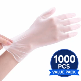 Disposable Vinyl Gloves, Food Safe, Latex-Free Powder-Free Clear Plastic Gloves