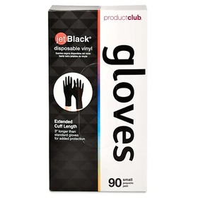 Product Club Disposable Vinyl Gloves, Jet Black, 90 ct. Small, Medium, Large, XL