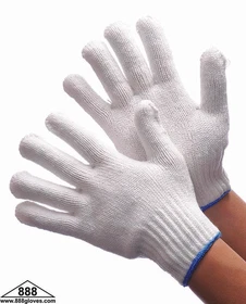 String Knit Polyester Gloves 7ga Heavy Duty Bleached White 50-2300 1 Dozen Pairs