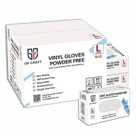 GP Craft 1000-Count Blue Vinyl Gloves: Powder-Free & Latex-Free Bulk Pack