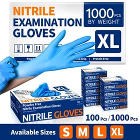 Blue Medical Nitrile Eaxm Gloves 3.5 Mil Powder Free Food-Safe Disposable Gloves