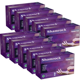Shamrock Latex Hand Gloves CASE 1,000 pcs, 10 Boxes 100ct/box XS, S, M, L 60600 