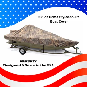 Camo Boat Cover for MONARK Sewn in the USA Super Heavy-Duty Trailerable