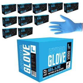 HydroGlove 4 MIL Blue Nitrile Exam Gloves | Case of 1000 | Medical & Food Grade
